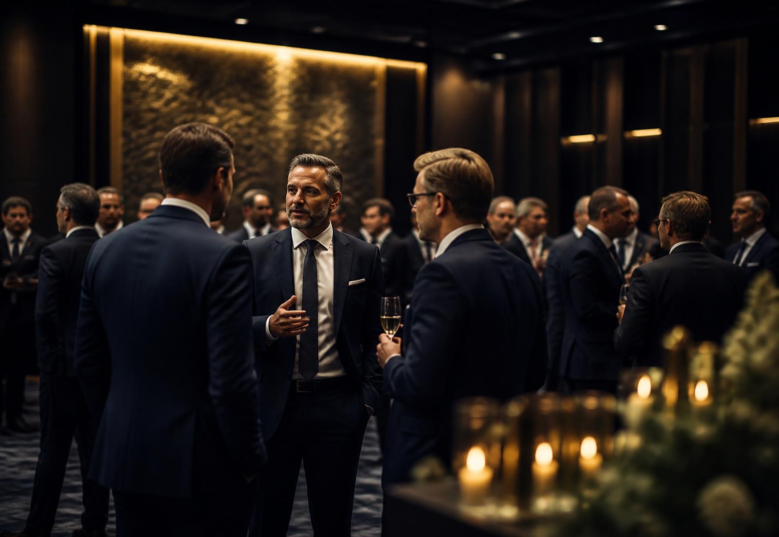 Executives networking at a premium investment summit